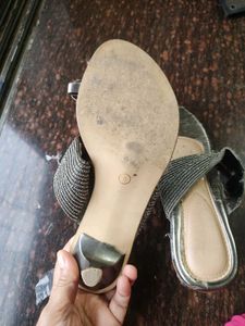 Silver Beaded Thong Sandals....