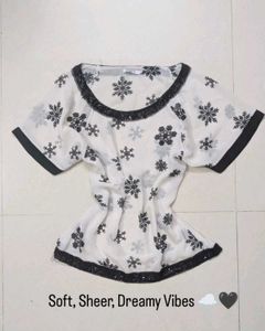 Sheer Snowflake Print Top