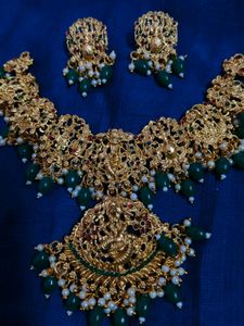 Gold Plated Indian Necklace &amp; Earring Set