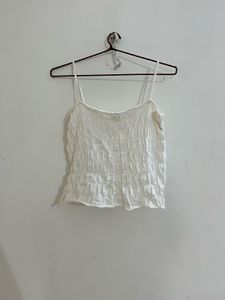 White ruched cami crop top