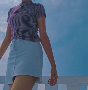 Violet Stripe Fitted Crop Top
