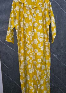 Straight Fit Mustard Kurti with Collar