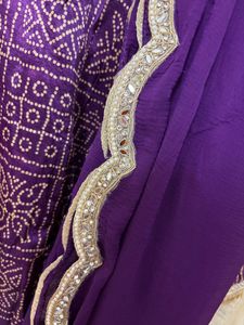 Vibrant Purple Bandhani Kurta Set with dupatta