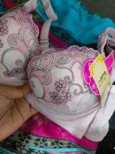 Pink Lace Floral Bra