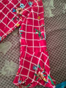 Red Floral Print Kurta
