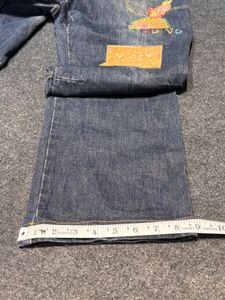 Unique Artsy Patchwork Denim with Floral &amp; Rabbit