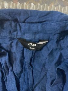 Blue Button-Up Linen Top