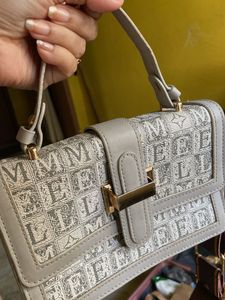 Stylish Grey Monogram Handbag