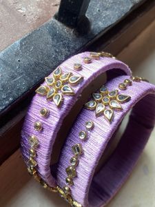 Beautiful Lavender Silk Thread stone designed Bang