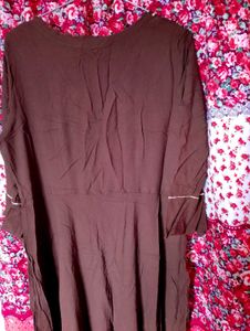 Khushq Brown V-Neck Dress