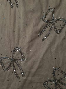 Grey Beaded Bow Skirt