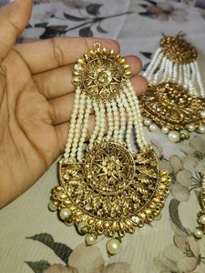 Elegant Gold &amp; Pearl Jewellery Set