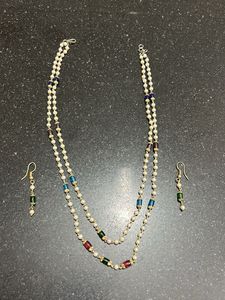 Elegant Pearl & Gemstone Necklace Set