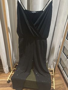 Chic Black Textured Jumpsuit
