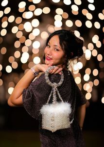 Cube Fur Crystal Clutch