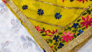 Vibrant Yellow Embroidered dupatta