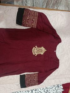 Maroon Kurta with Golden Embroidery
