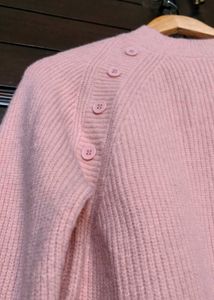 Women Pink Button-Detail Knit Sweater