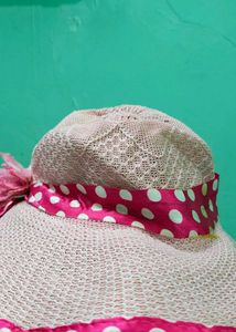 Chic Pink Polka Dot Sun Hat