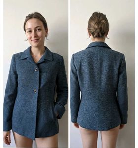 Classic Korean Blue Tweed Blazer Mint Condition M