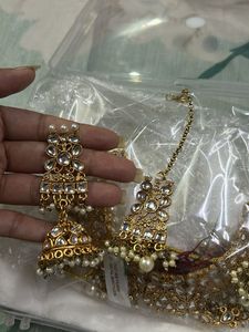 Gold Tone Kundan &amp; Pearls Bridal Choker Necklace S