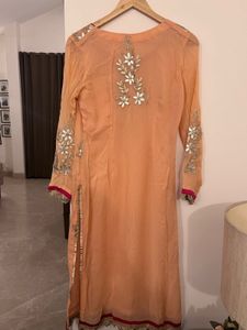 Peach &amp; Hot Pink Gotapatti Sharara suit
