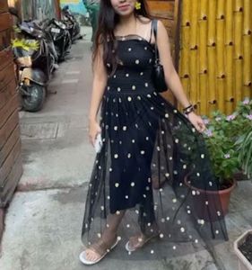 Chic Black floral Mesh Dress