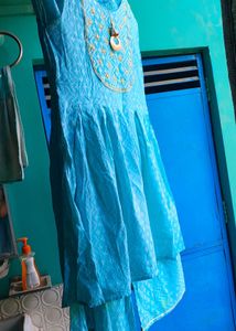 Beautiful Blue Kurta Set with Tassel (M)