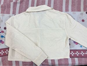 Cream Textured Cropped Shirt