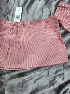 Chic Pink Striped Off-Shoulder Top