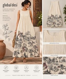 Chic Cream Printed Maxi Dress