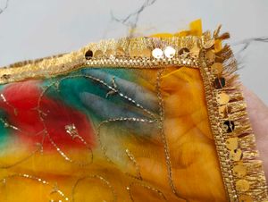 Vibrant Tie-Dye sarees with Golden Border