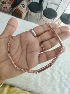 92.5 Sterling Silver Rose Gold Choker WTh Hallmark