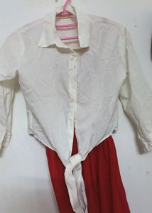 Red Dress With Shirt Like Overcoat