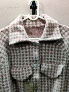 Imported women's houndstooth tweed jacket/sweater