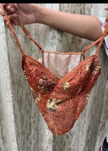y2k Vintage Floral Lace Trim Crop Top