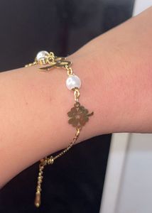 Anti Tarnish Gold Charm Bracelet with Pearls