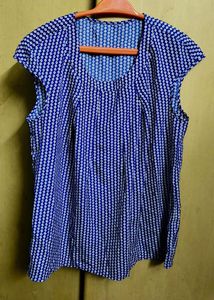 Blue &amp; White Print Top