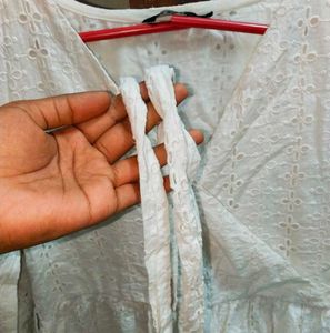 Elegant Cotton White Broderie Anglaise Top