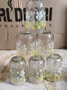 Set of 6 Vintage Floral Glasses