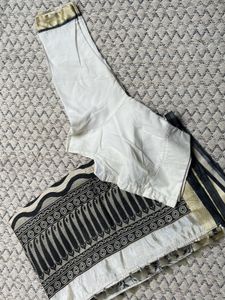 Stylish Black and White Saree