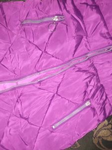 Purple Quilted Puffer Coat