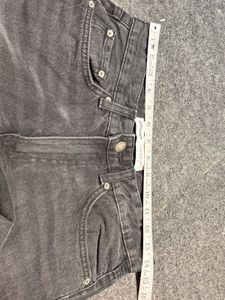 Bershka Men’s Charcoal Grey Denim -Trendy Wide Leg