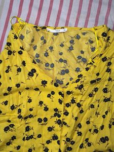 Yellow Floral V-Neck top