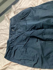 Navy Blue Straight Leg Pants Low Waist