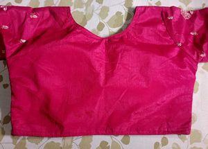 Embroidered Fuchsia Silk Blouse