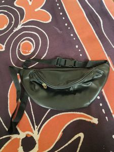 Sleek Black Faux Leather fanny Bag