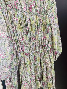 Floral Print Accordian Pleated Dress