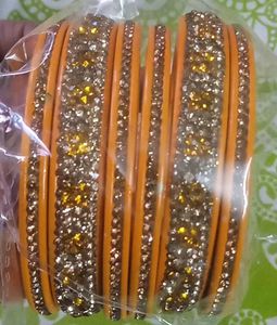 Orange & Gold Beaded Bangles