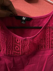 Pink Lace Detail Top